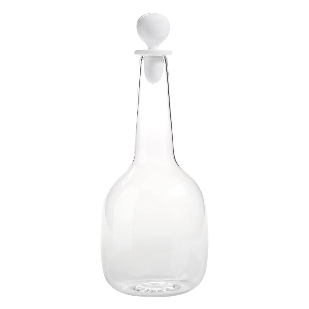 Zafferano Bottiglia Bilia in vetro borosilicato bianco fatta a mano, design elegante e minimalista per servire acqua e bevande con stile raffinato