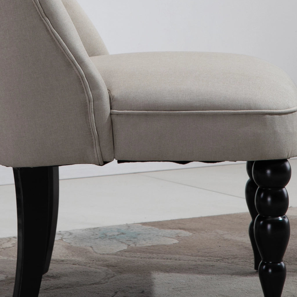 Poltrona Relax Vintage in Tela Beige con Gambe in Legno ¨C zephmum ¨C 100x80x90