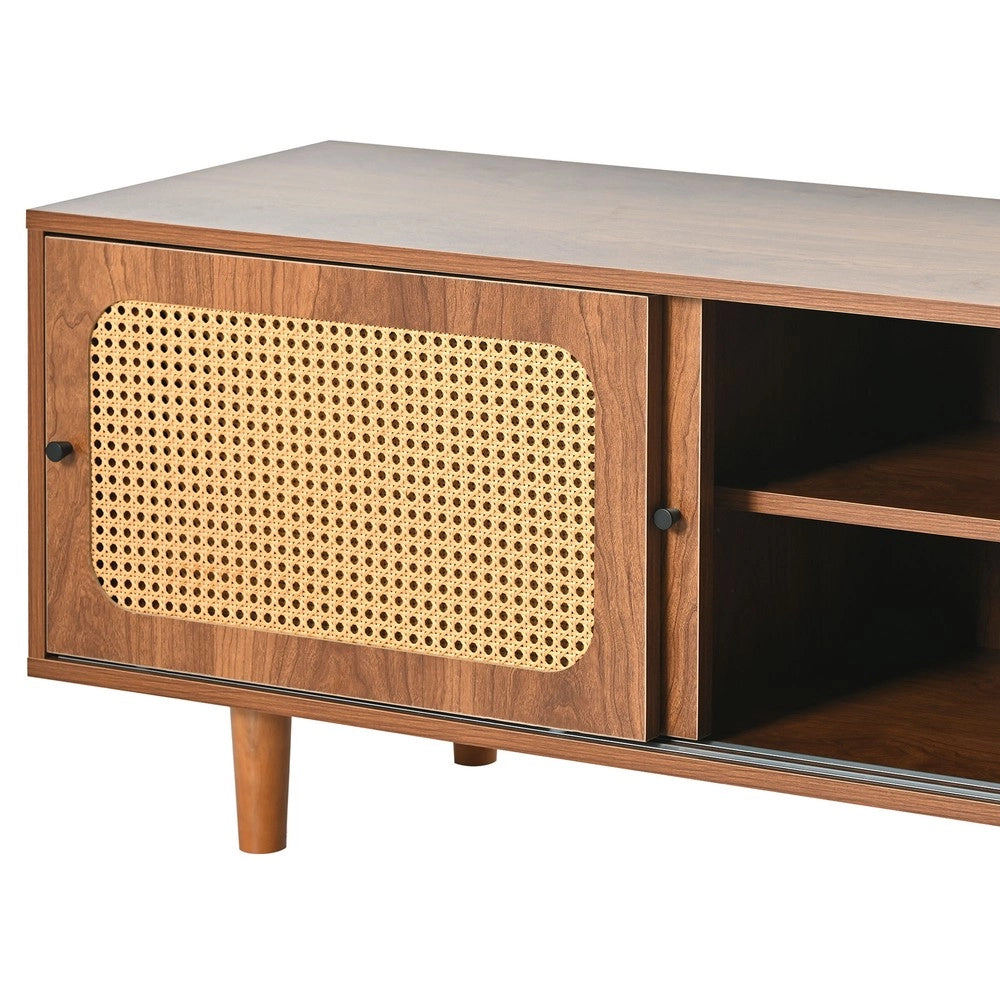 Sideboard in Rattan ¨C MINIMAL ¨C Noce, con Scarpiera