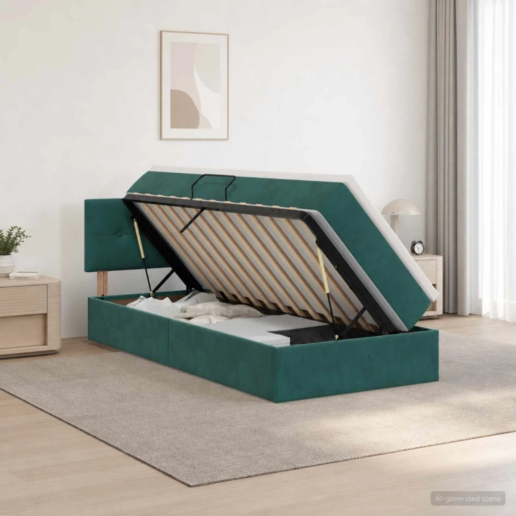 Letto con Contenitore Verde Scuro 90 x 200 cm Velluto 3458784
