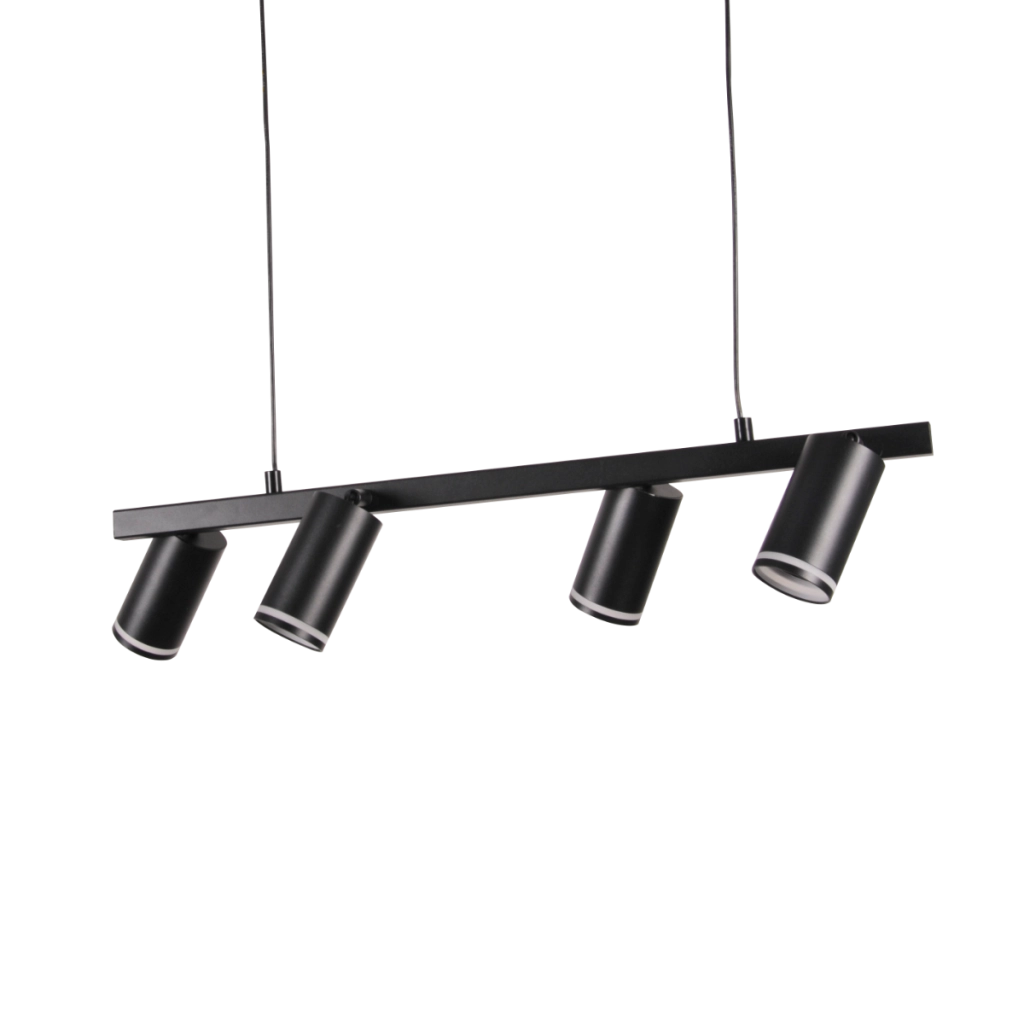Lampada sospesa PARIS nera alluminio 4 spot GU10 Polux