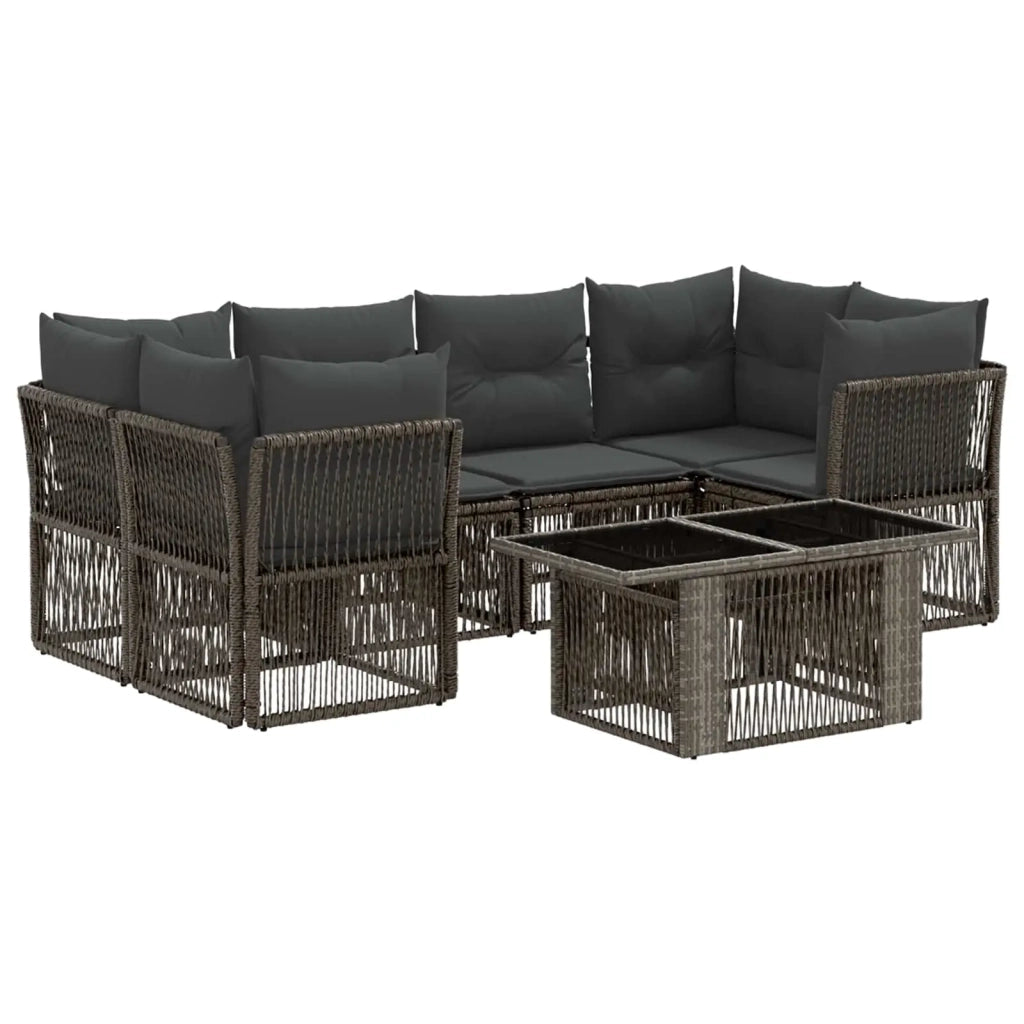 Set Divano da Giardino 7 pz Grigio polyrattan 3436424