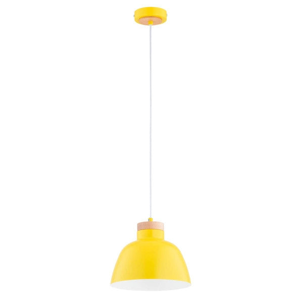 Lampada a sospensione Lorien gialla legno Ø23 E27 Alfa
