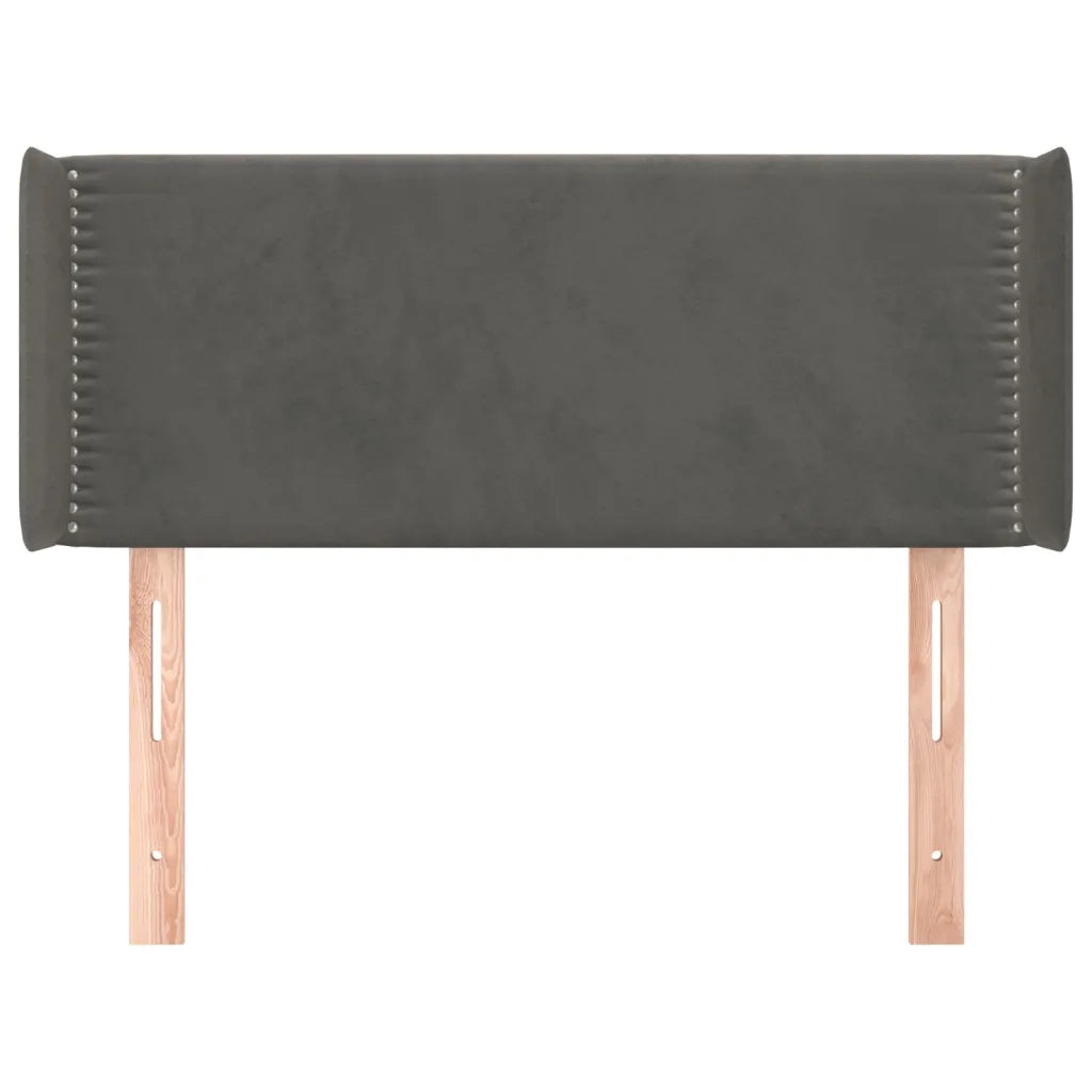 Testiera | Testata ad Orecchio Grigio Scuro 93x16x78/88 cm in Velluto