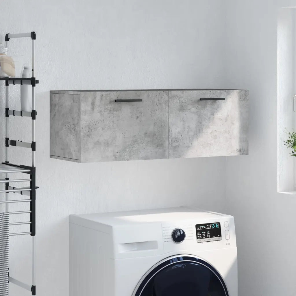 Armadietto a Muro | Mobile a Parete Grigio Cemento 100x36,5x35 cm Legno Multistrato