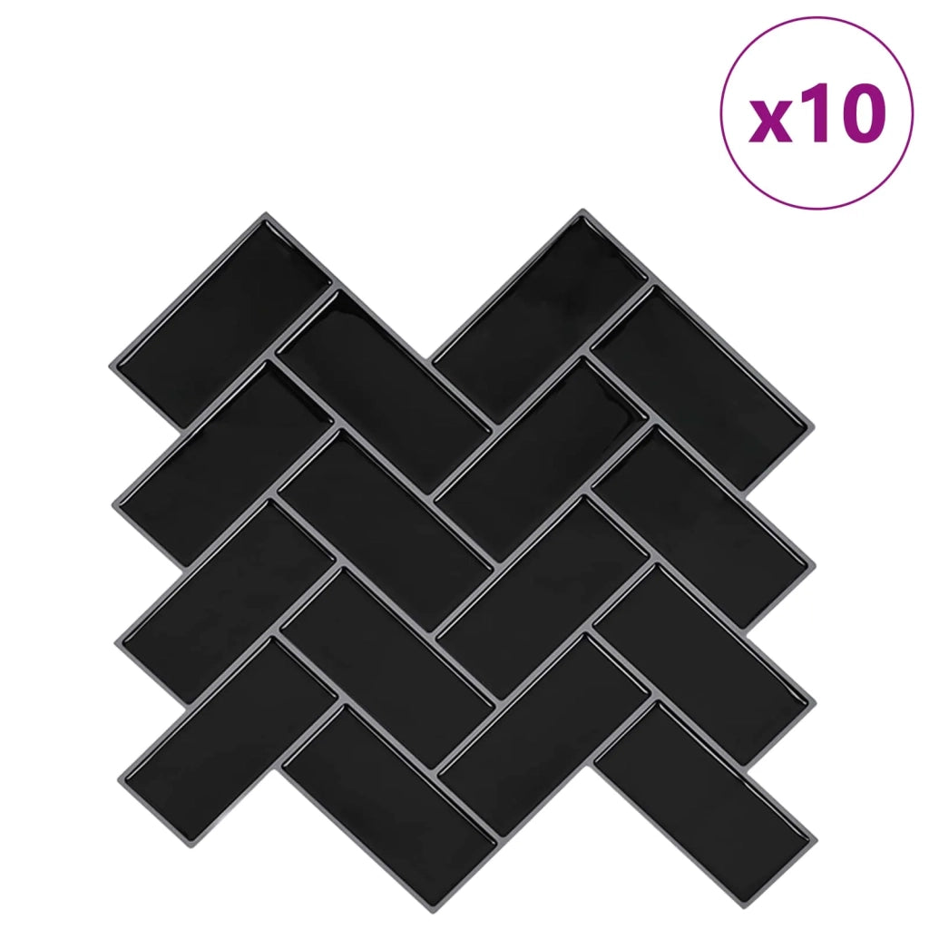 Piastrella a Spina di Pesce 10 pz Nero 30 x 30 cm CFW6333171
