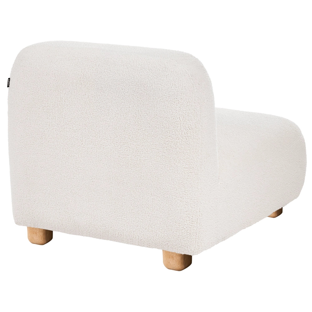 Divano modulare a 3 posti in tessuto con pouf tre elementi idrorepellente gambe in legno bianco sporco stile moderno