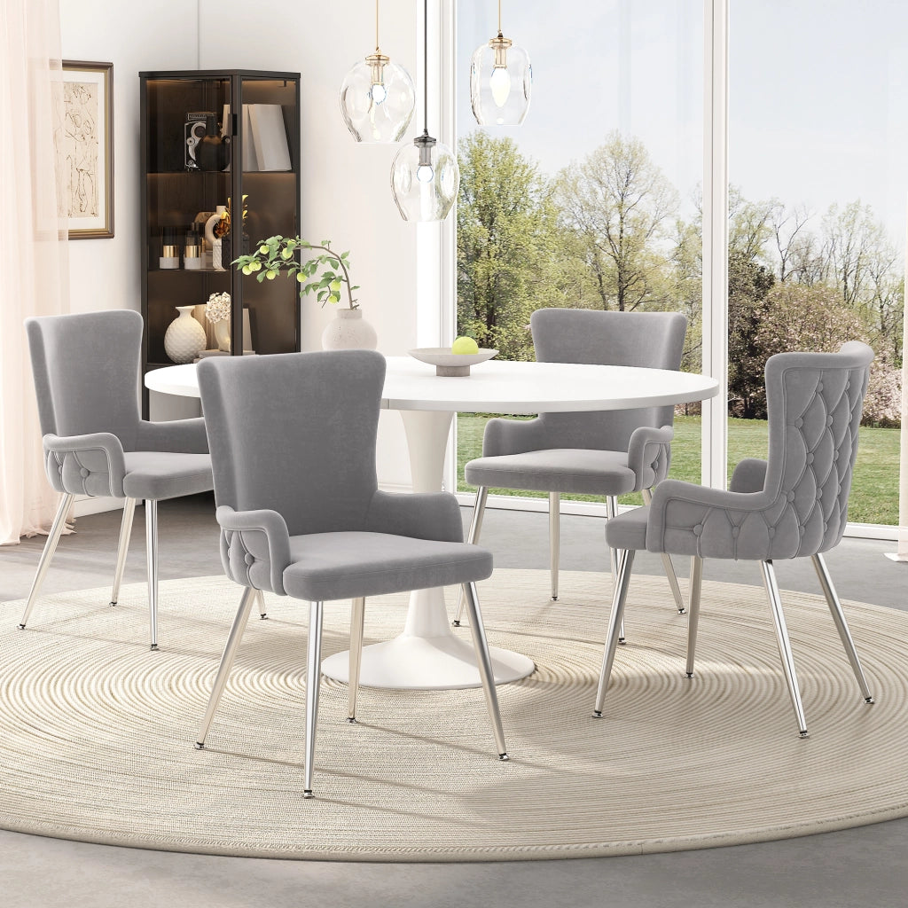 SEDIA in velluto grigio e argento Set da 6 pezzi