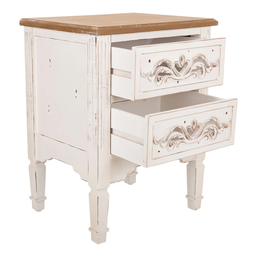 Comodino in legno bianco 48x38x62