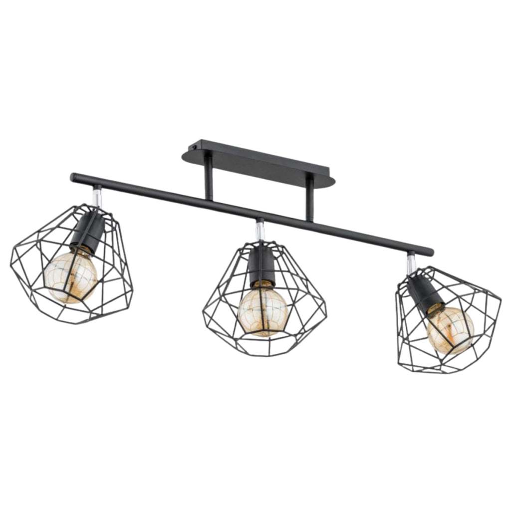 Plafoniera loft a barra nera/cromo 3 luci E27 Ozinus Alfa