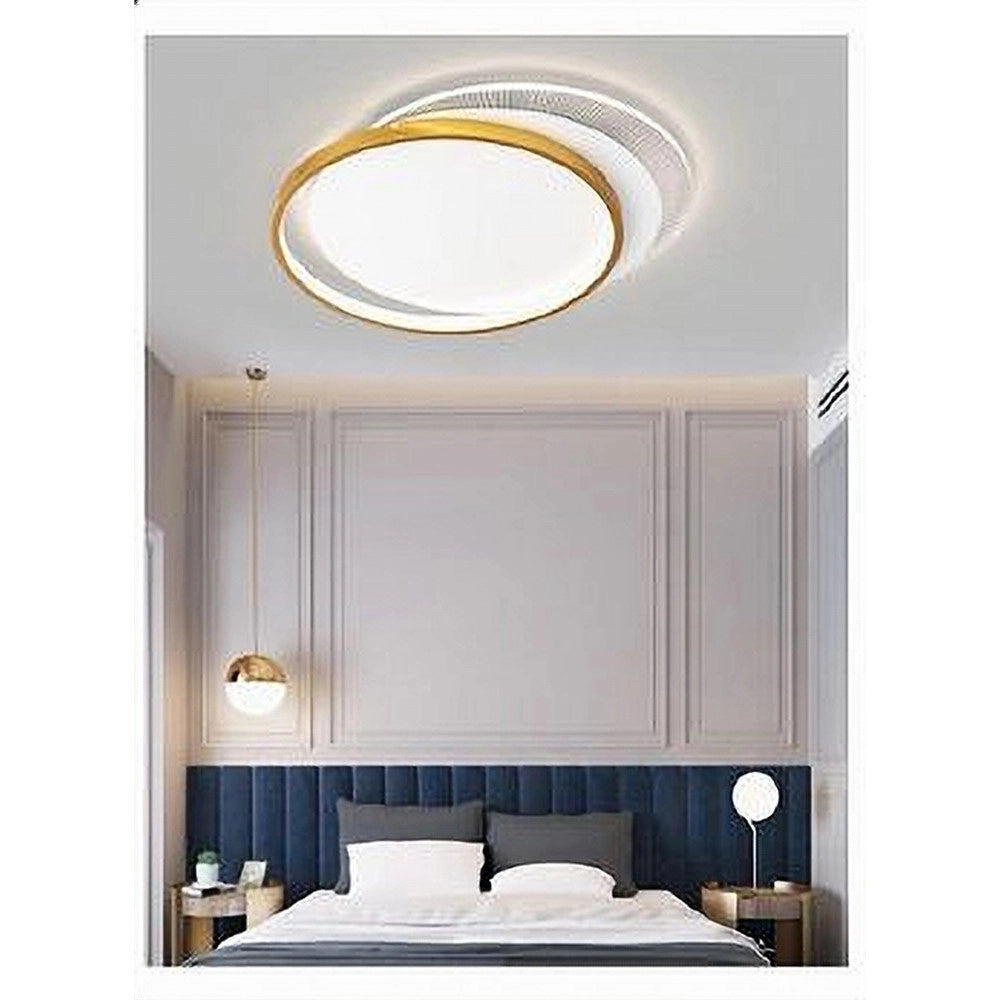 Trade Shop - Plafoniera Led 30watt Cerchio Oro Lampadario Da Soffitto Tondo Luce Fredda 70722 -