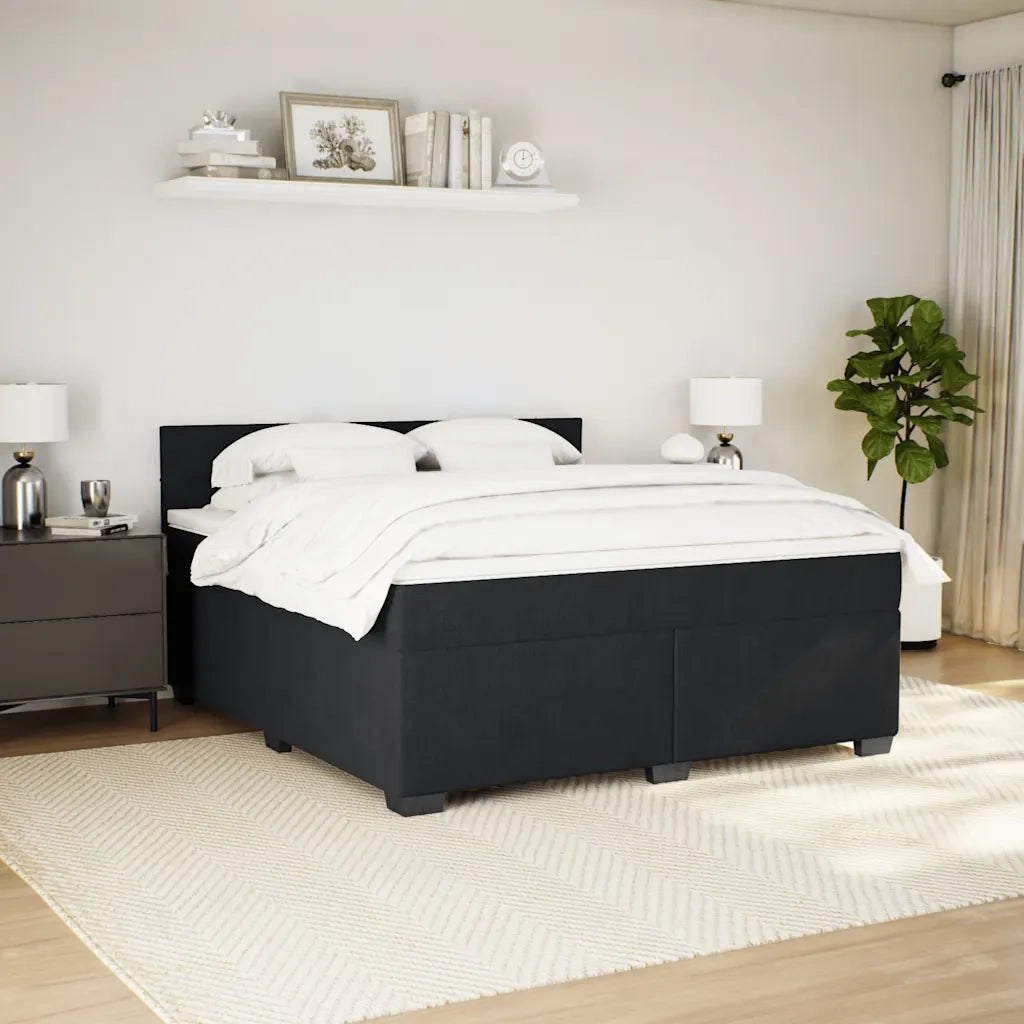 Giroletto a Molle con Materasso Nero 180x200 cm in Velluto
