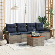 Set Divano da Giardino 5 pcs Grigio e Blu Navy polyrattan 3355931