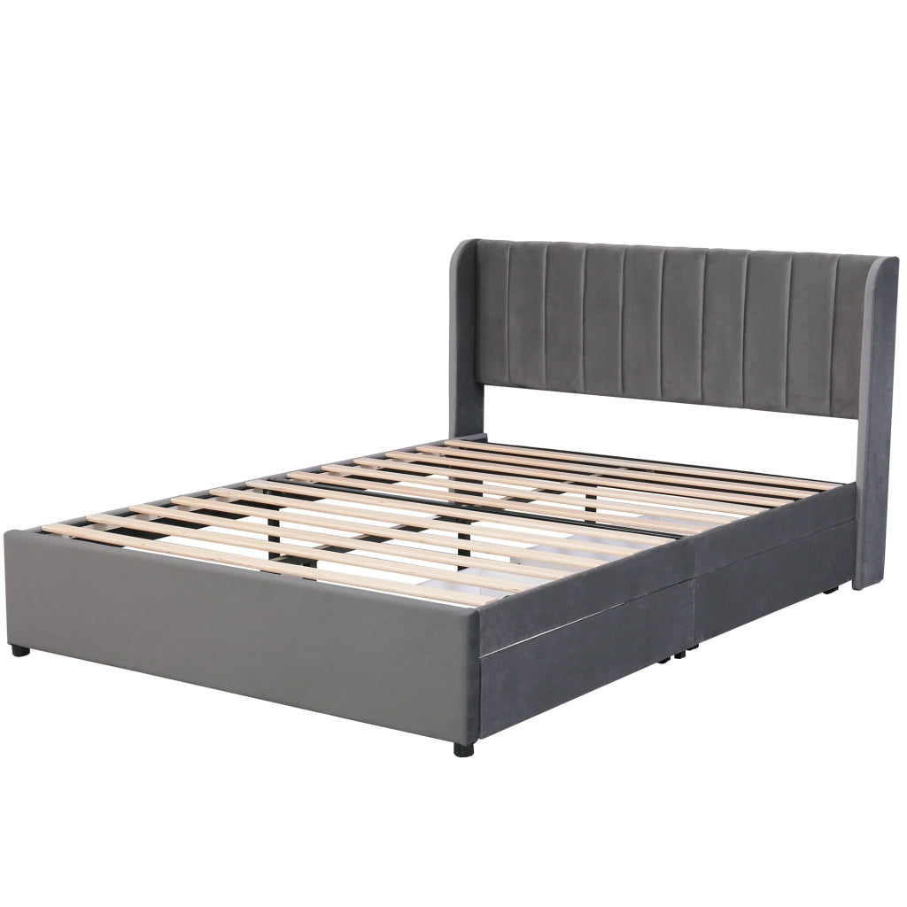 letto in velluto grigio 160 x 200 cm