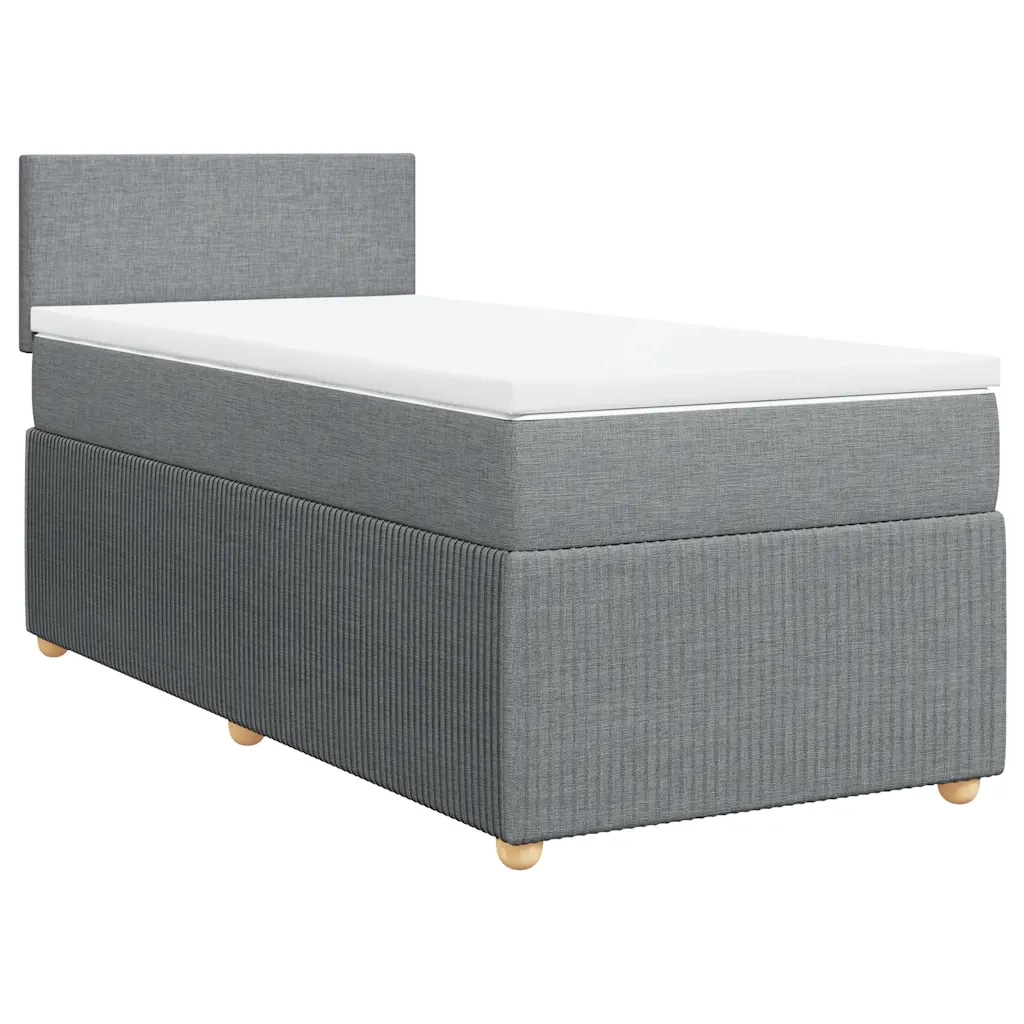 Letto singolo | Letto per adulti | Giroletto a Molle con Materasso Grigio Chiaro 80x200 cm Tessuto