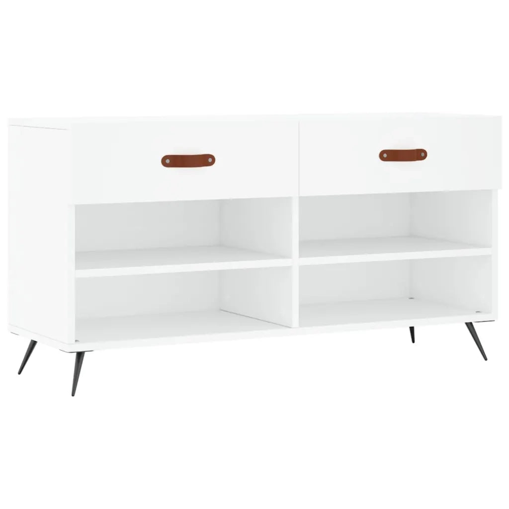 Panca Porta Scarpe | Scarpiera | Mobile per scarpe Bianca 102x35x55 cm in Legno Multistrato
