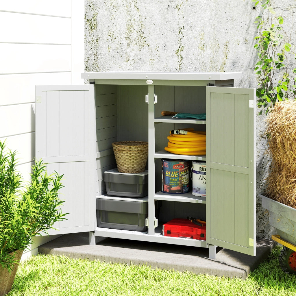 Armadio da giardino 3 ripiani 2 ante ¨C Xylo ¨C legno massello grigio 75x40x90 cm