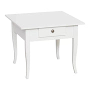 Tavolino quadrato 1 cassetto shabby legno bianco 57x57x52 - Mobili 2G