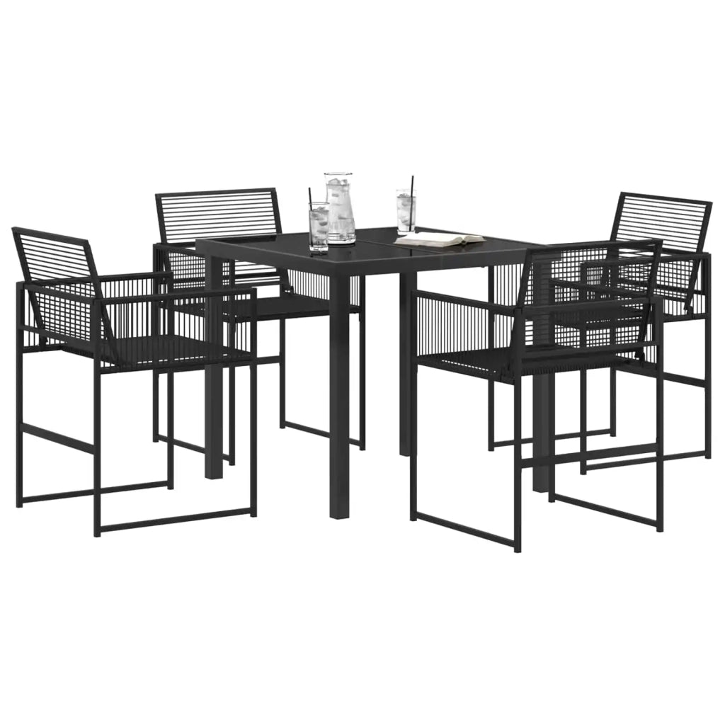 Set da Pranzo per Giardino 5 pcs Nero polyrattan 3448897