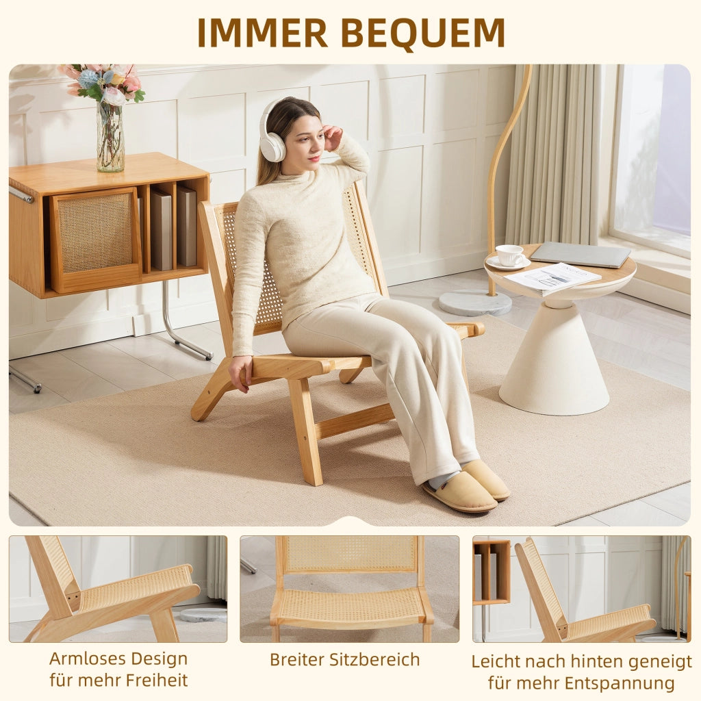 Sedia in Rattan con Schienale Alto ¨C zephmum ¨C Naturale 64x70x74 cm