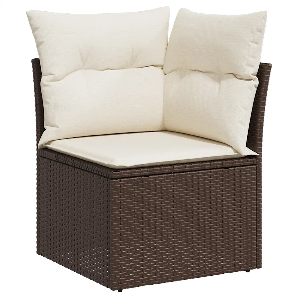 Set Divani da Giardino 8 pz con Cuscini Marrone in Polyrattan 3326764