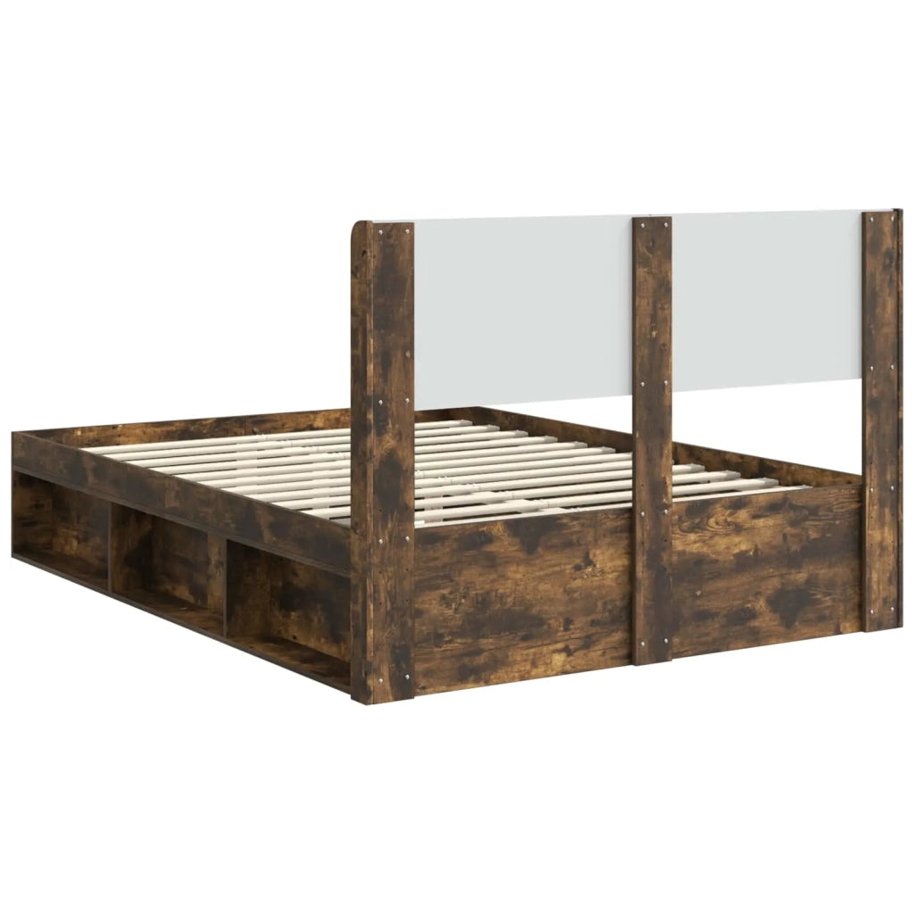 Struttura del letto con stoccaggio e testata Rovere Fumo 3414239