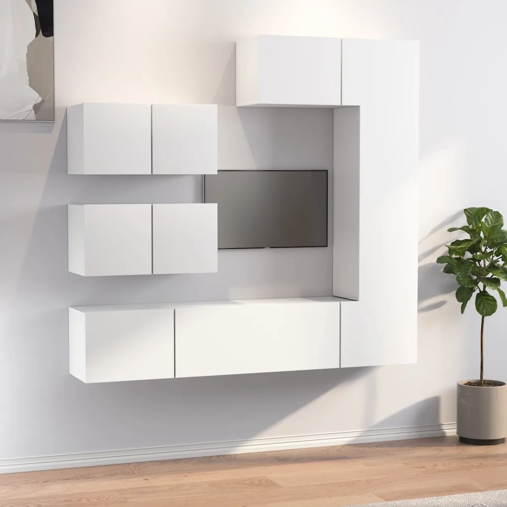 Set di Mobili Porta TV 6 pz-Credenza per TV Bianco in Legno Multistrato 622678