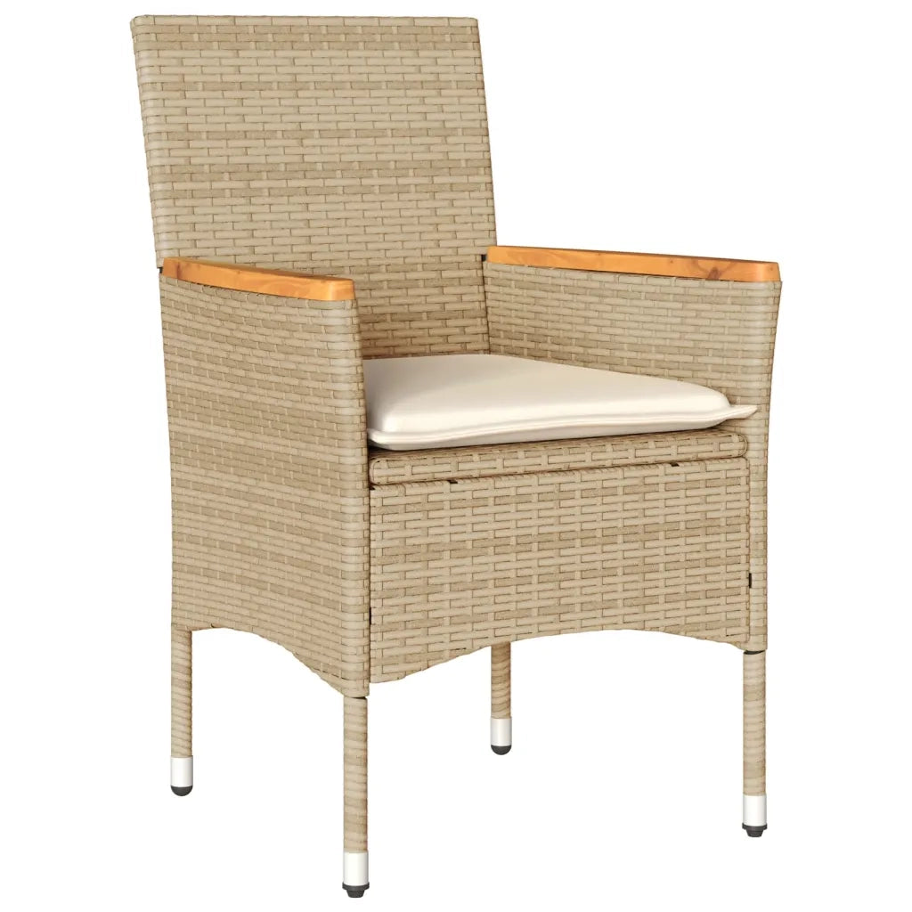 Set da Pranzo da Giardino 3 pz | Set Salotto da Giardino con Cuscini Polyrattan e Vetro