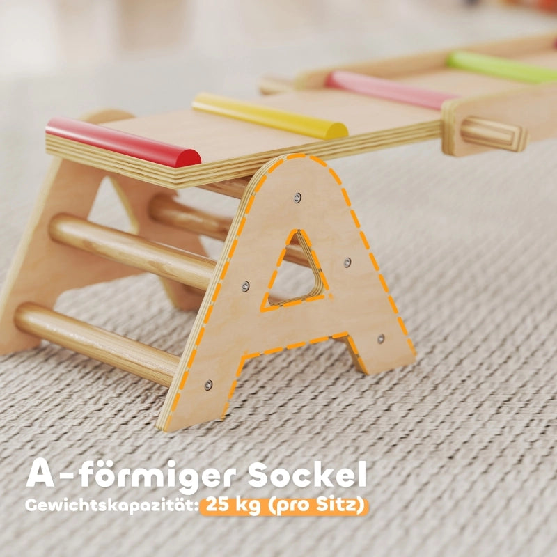 Altalena 2 in 1 per bambini, trave di equilibrio in legno, altalena a dondolo per giardino, tavola di equilibrio 133 x 38 x 24 cm