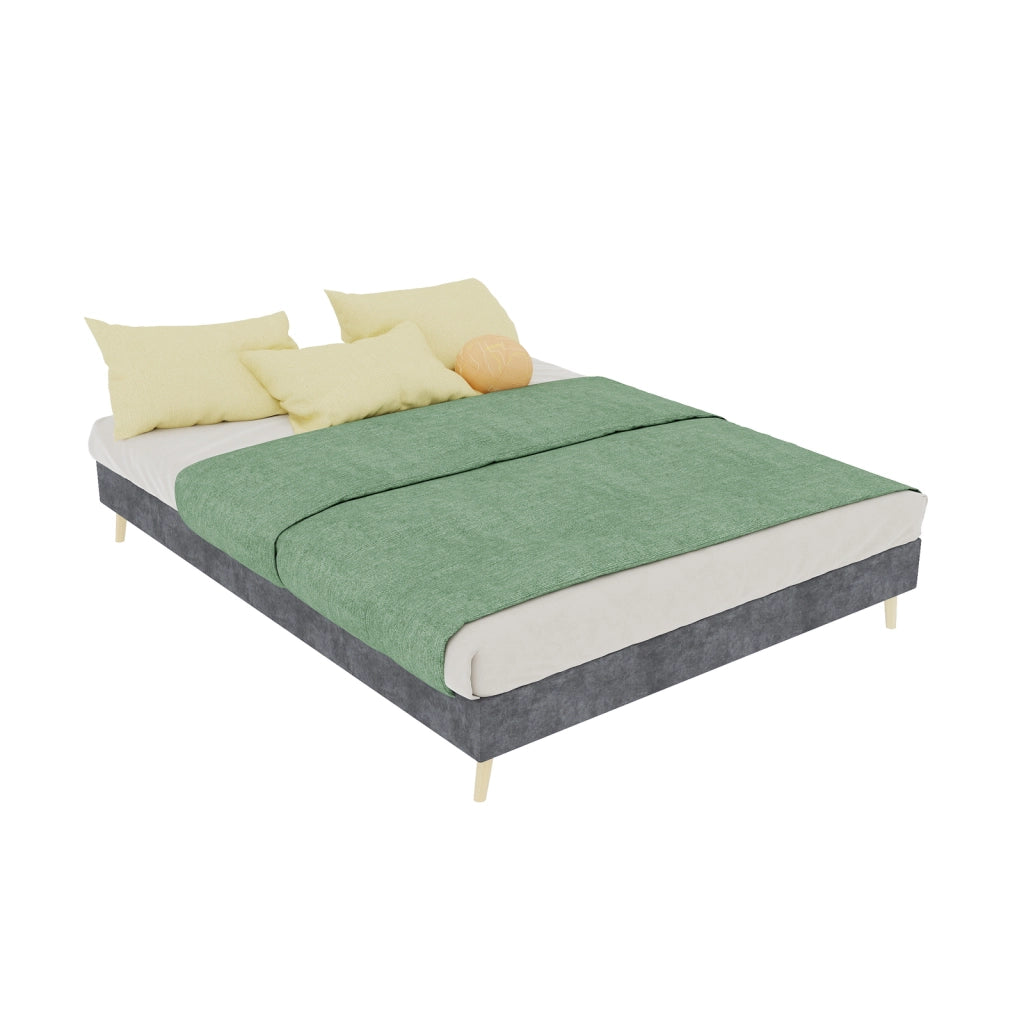 letto tessuto e metallo grigio 140 x 200 cm