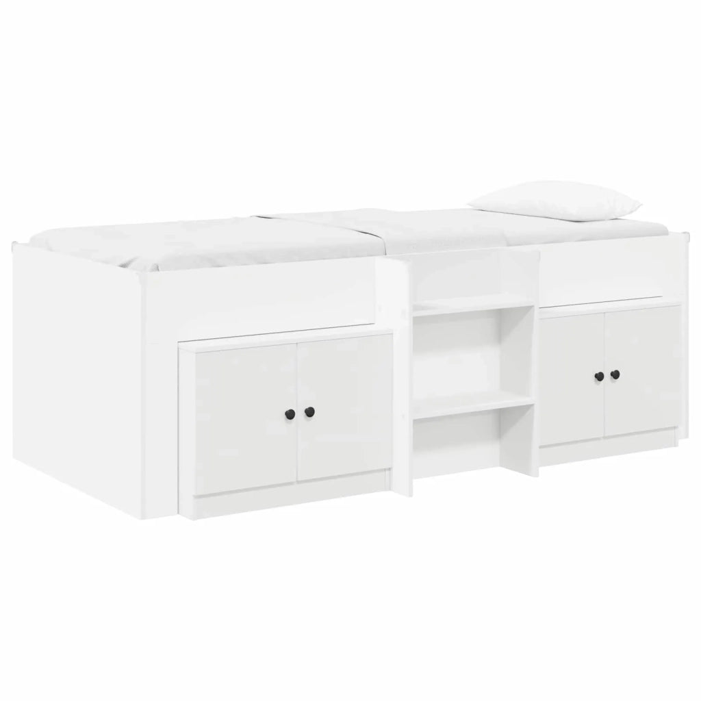 Letto singolo | Letto per adulti | Struttura Letto Loft con Mobile 3 pcs Bianco Legno multistrato