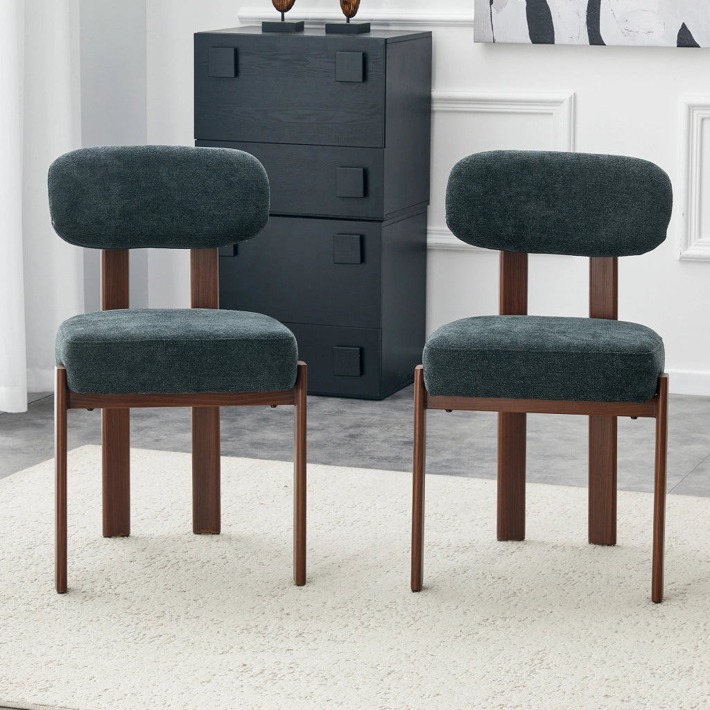 Set 2 Sedie da Pranzo Imbottite ¨C Xylo ¨C Tessuto Lino, Schienale Curvo, Stile Moderno