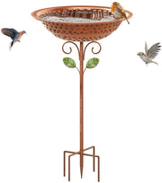 Vogelbad stazione di alimentazione per uccelli esterno, vasca da uccelli con ciotola di alimentazione a base di 5 punti, stazione di alimentazione per uccelli con vasca da acqua per uccelli, alimentatore per uccelli selvatici per giardino (in retro rame)