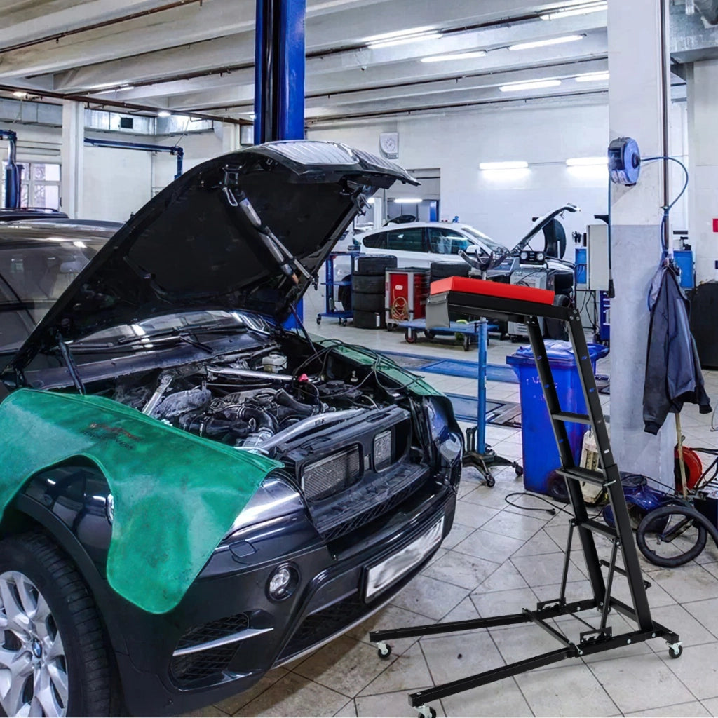 Creeper pieghevole per motore con altezza regolabile e angolazione a 3 marce, Creeper per motore auto per garage-Accessori per veicoli