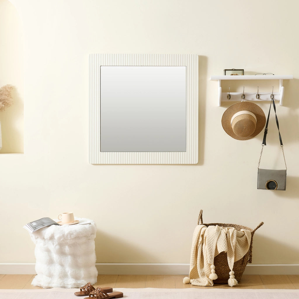 SPECCHIO DA PARETE 80x80 cm Bianco in MDF
