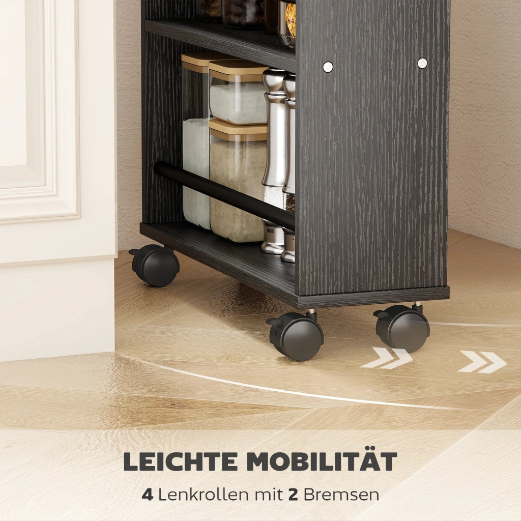 Scaffale Mobile con Rotelle ¨C Xylo ¨C 4 Ripiani Nero 45x15x91cm