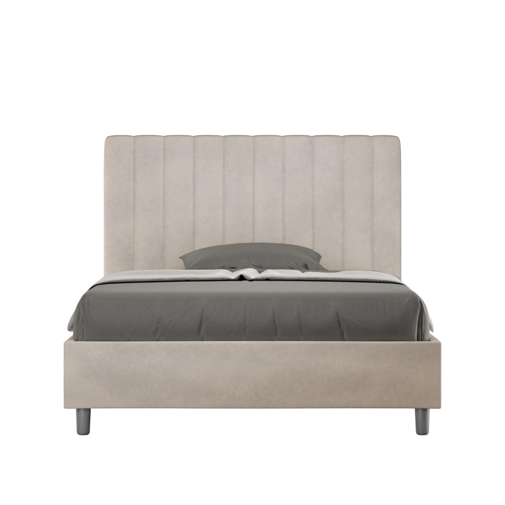 BS COM Letto una piazza e mezza con rete imbottito 120x200 microfibra sabbia