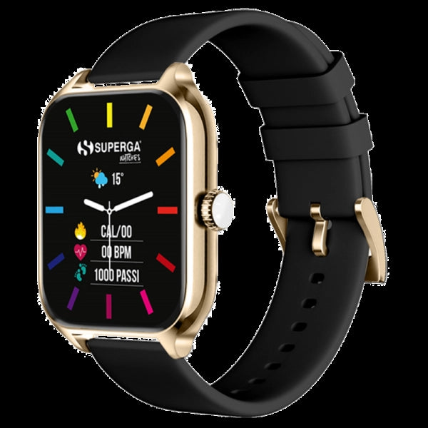 Smartwatch superga alluminio gold quadrata silicone black f  swt-stc006