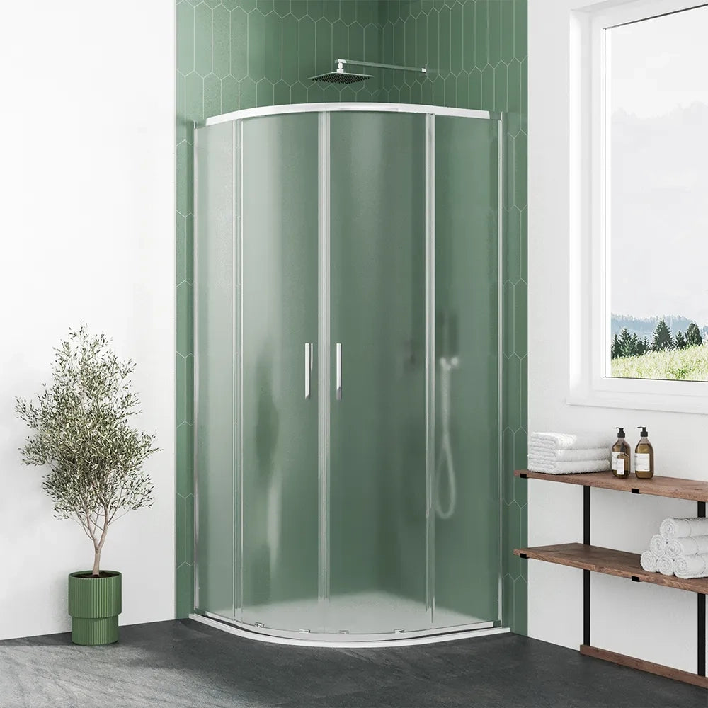 Box doccia semicircolare 75x75cm profili cromati slim vetro 6mm opaco h190 | Portofino