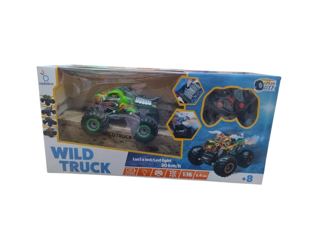 Macchina Telecomandata Per Bambini,Macchina Telecomandata Wild Truck,Veicolo RC 2.4 GHz con luci a led,Colore Verde,Cada