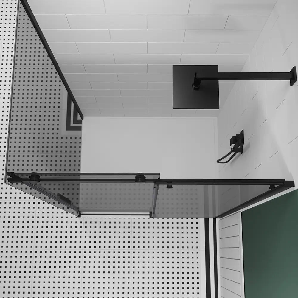 Box doccia 90x120 cm scorrevole vetro 8mm fumé profili nero opaco h195cm | Creta