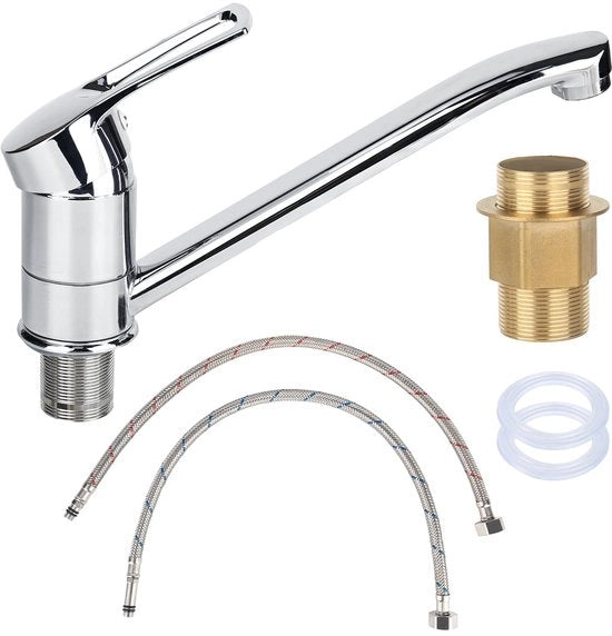 Kraan 360° rotativa per lavandino chiusura a un giro per lavandino chiusura a un giro chiusura a un giro per lavandino chiusura a un giro chiusura a un giro per lavandino in acciaio inox con 2 pezzi di tubo da 50 cm installazione facile