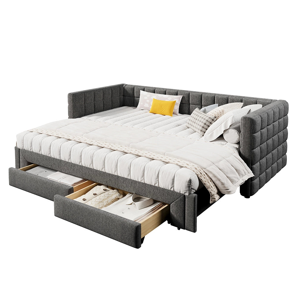 Divano letto - Xylo - 90x200 cm estendibile 2 cassetti grigio