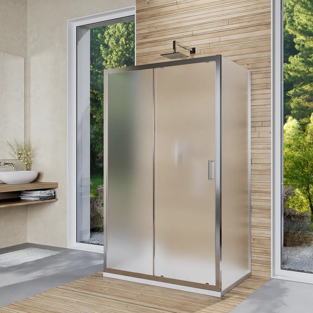 Box doccia 3 lati 80x110x80 cm con porta scorrevole e vetro temperato 6mm opaco | Ustica