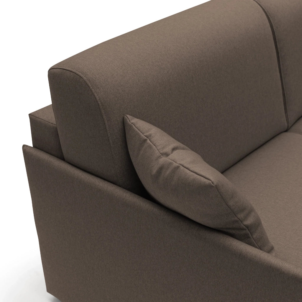 Evans Divano letto angolare con penisola in morbido tessuto impermeabile T13 232 cm Destro (mat. 120x197)  marrone
