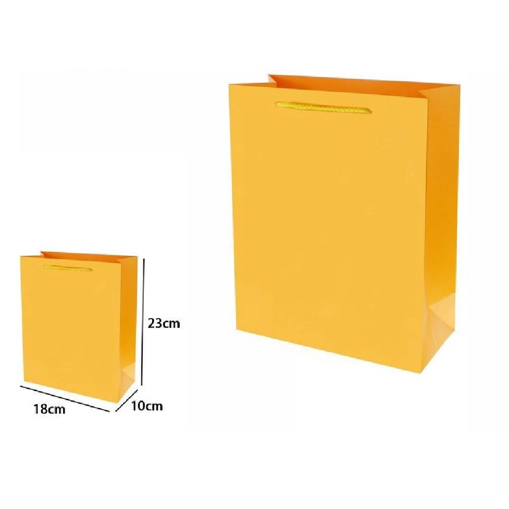 Trade Shop - Set 3pz Buste Borsa Regalo Sacchetti 23x18x10 Cm 69915 Giallo Con Manico Cordino -