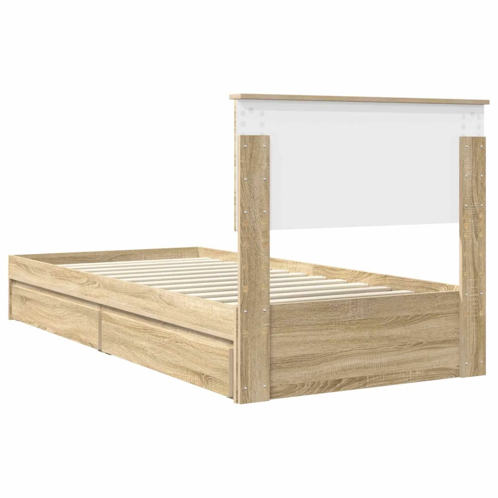 Letto con Contenitore con testiera Rovere Sonoma 90 x 200 cm 3410835