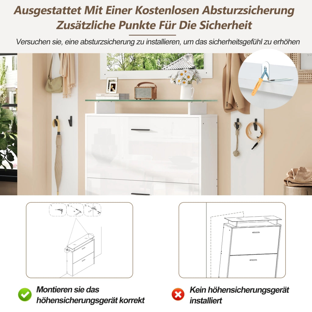 MOBILE INGRESSO Set da 4 pezzi con specchio e scarpiera 89,5x23x96,5 cm bianco