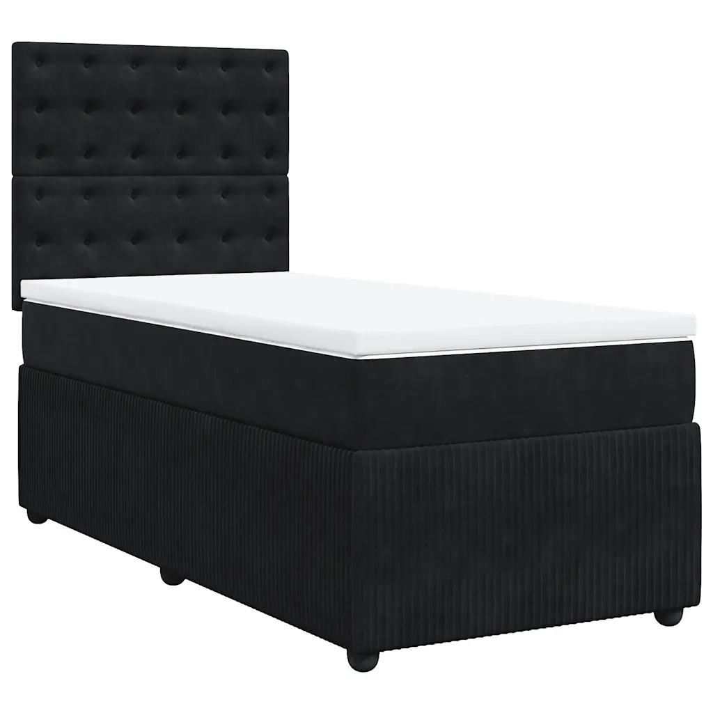Giroletto a Molle con Materasso Nero 90x190 cm in Velluto