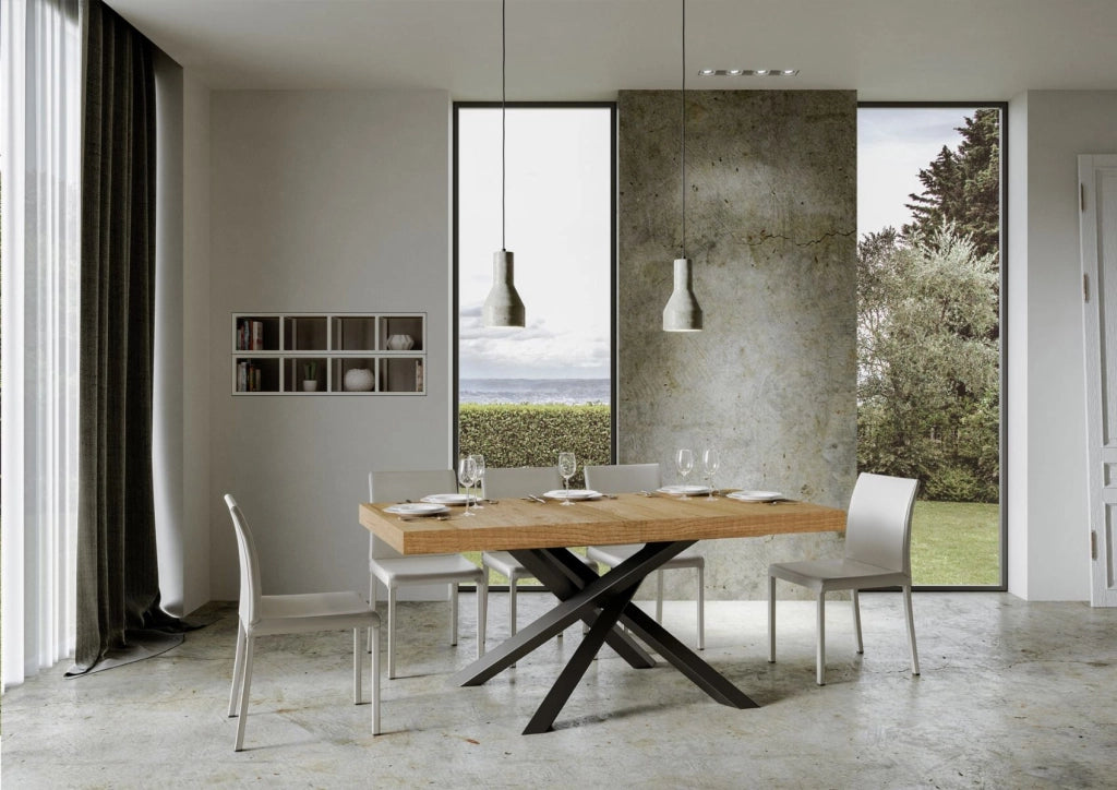 Tavolo Allungabile 200-460x90x77 cm Volantis Premium Quercia Natura Telaio Antracite